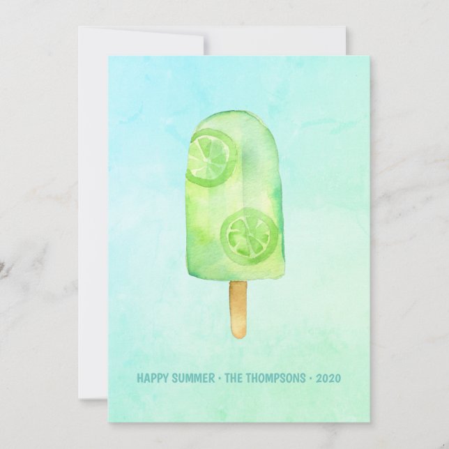 Carte Watercolor Popsicle Salutation d'été (Devant)