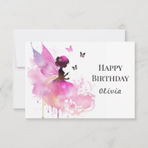 Carte Watercolor Princess Digital Fairy Anniversaire