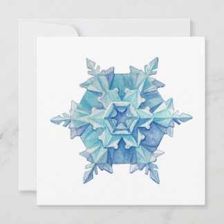 Carte Watercolor Snowflake Flat Christmas Card