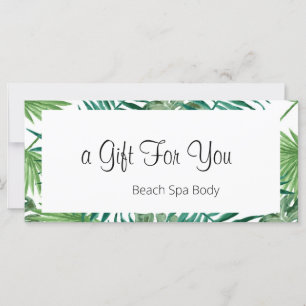 Carte Watercolor Tropical Palm Feuille certificat cadeau