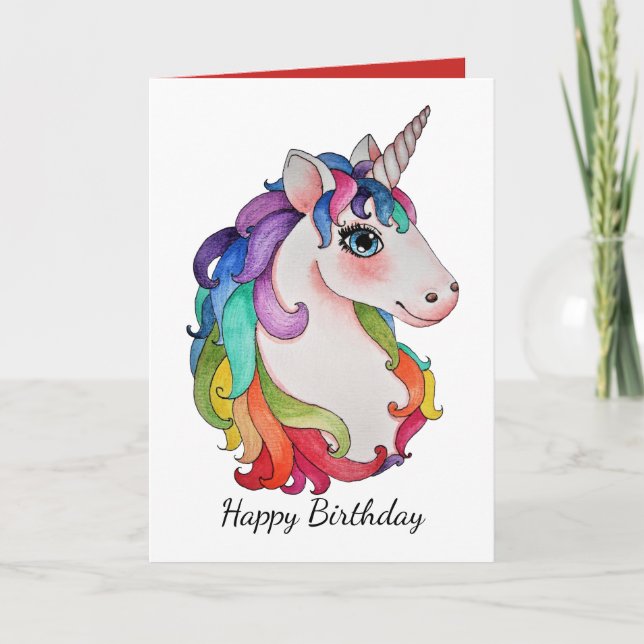 Carte Watercolor Unicorn (Devant)