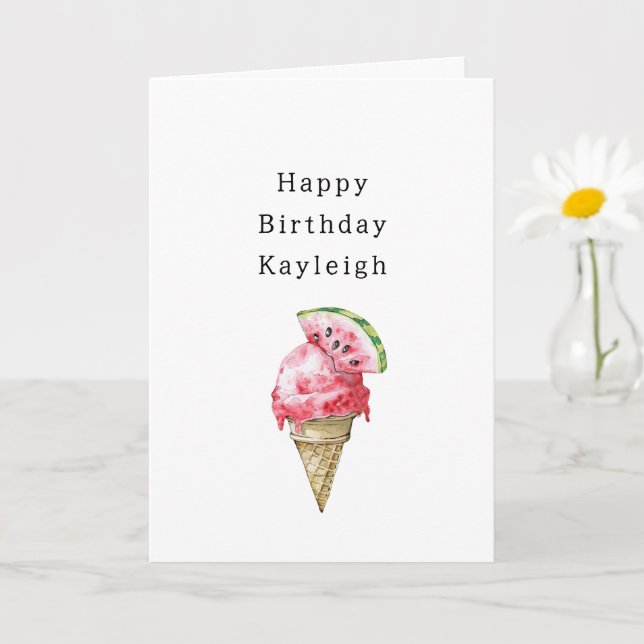 Carte Watermelon Ice Cream Cone Birthday (Petite plante)