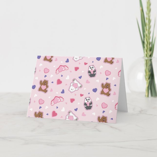 Carte We Bare Bears - Motif Cœurs de la Saint-Valentin (Devant)