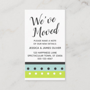 Carte "We have Moved" en chaux, bleu et gris foncé