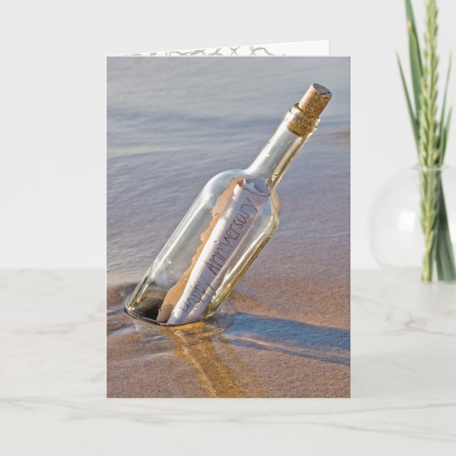 Carte wedding anniversary message in a bottle (Devant)