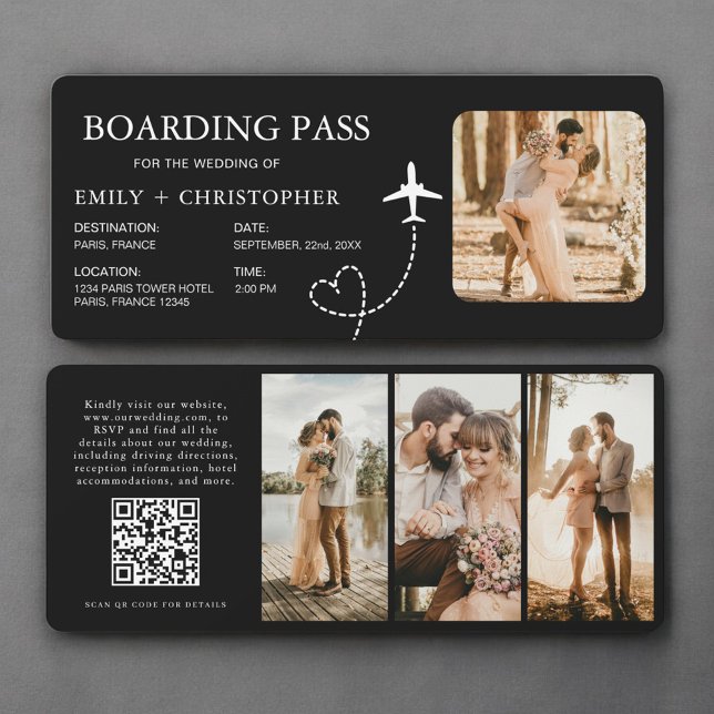 Carte Wedding Boarding Pass QR Code Ticket (Créateur téléchargé)
