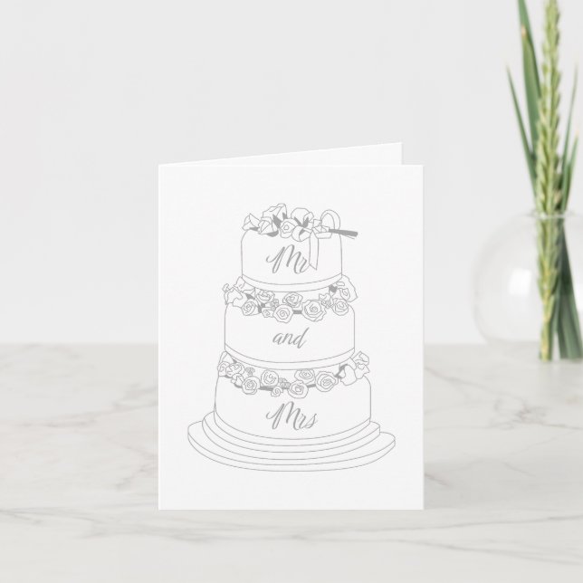 Carte Wedding Cake Design Mr & Mrs (Devant)