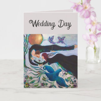 Carte Wedding Day Couple in Love Whimsical Art 