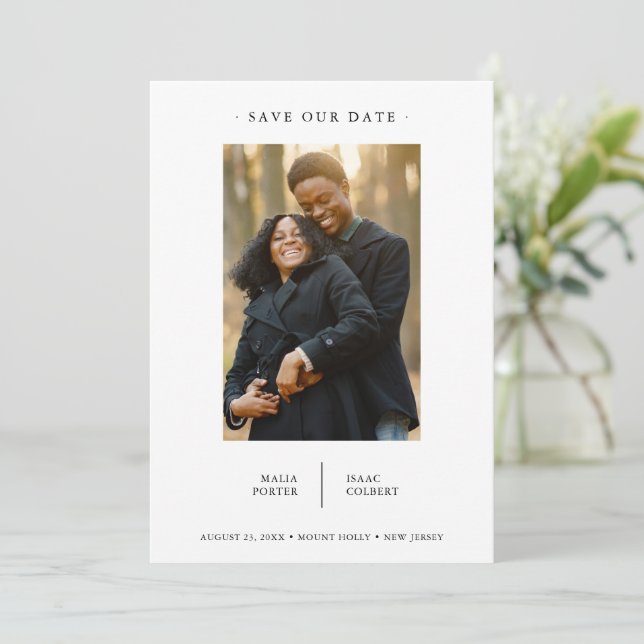 Carte Wedding Modern Fancy Minimalist Photo Couple (Debout devant)