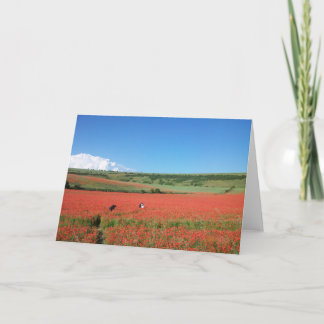 Carte Wedding photo in a field of Red Poppies