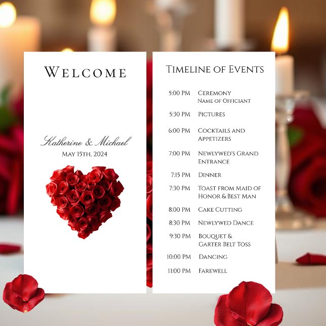 Carte Wedding Program-Heart Shaped Red Roses- (Wedding Program-Heart Shaped Red Roses-)