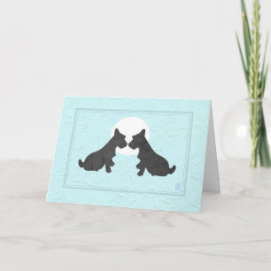 Carte Wee Scottie Puppy Love Anniversaire sur Blue