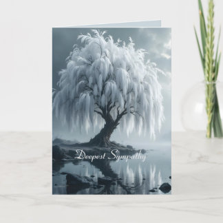 Carte Weeping willow by a pond, black and white
