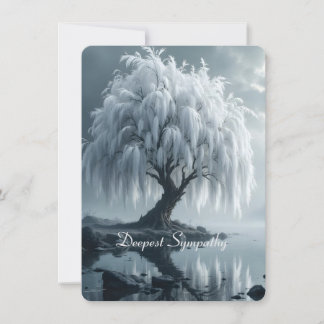 Carte Weeping willow by a pond, black and white sympathy