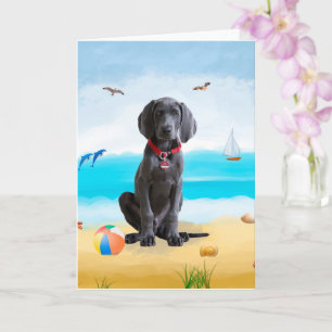 Carte weimaraner Chien sur la plage