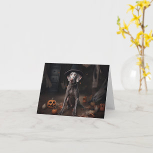 Carte Weimaraner Citrouilles Halloween Épouvantable
