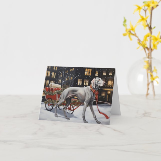 Carte Weimaraner Festin de Noël (Fleur jaune)