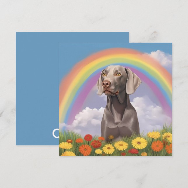 Carte Weimaraner Rainbow Bridge Memorial Nom personnalis (Devant / Derrière)