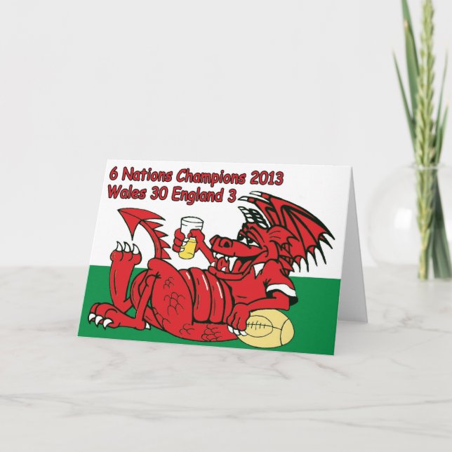 Carte Welsh Dragon, champions de 6 Nations, pays de Gall (Devant)