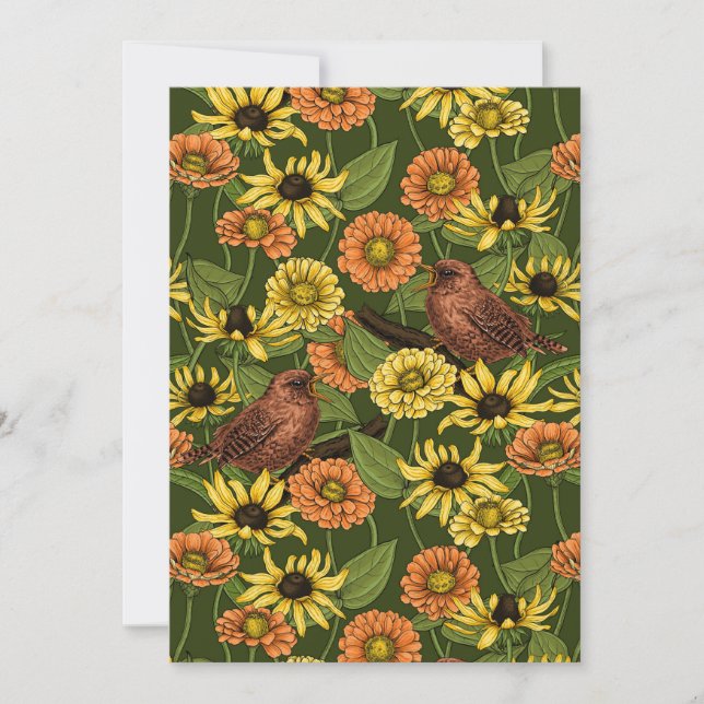 Carte Wens et fleurs sur vert (Devant)