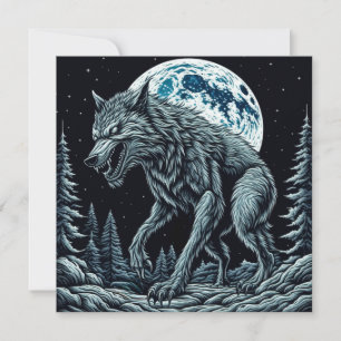 Carte Werewolf Cultivant vintage une nuit de Pleine lune
