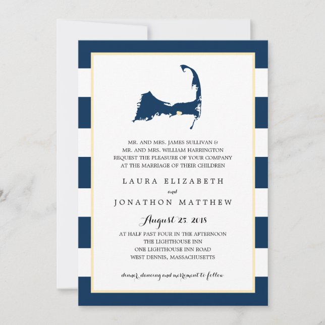 Carte West Dennis Cape Cod du coeur| Mariage (Devant)