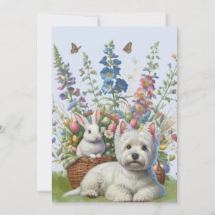 Carte West Highland Terrier et Bunnie Easter