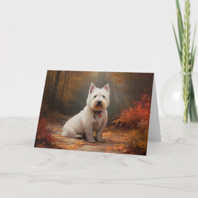Carte West Highland White Terrier à l'automne Leaves aut (Devant)