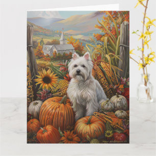 Carte West Highland White Terrier Automne Thankgiving