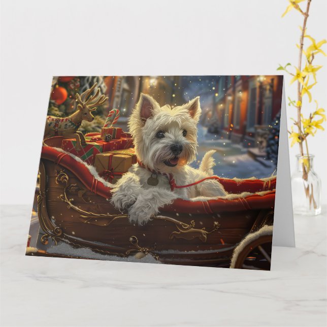 Carte West Highland White Terrier Chien Festif de Noël (Fleur jaune)