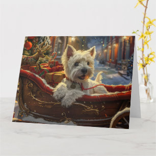 Carte West Highland White Terrier Chien Festif de Noël