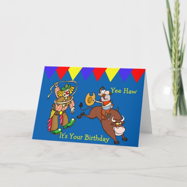 Carte Western Bull Rider et Rodeo Clown (Devant)