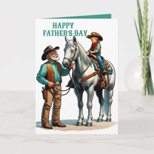 Carte Western Cowboy Horse Enfant Bonne Fête des pères 4 (Devant)