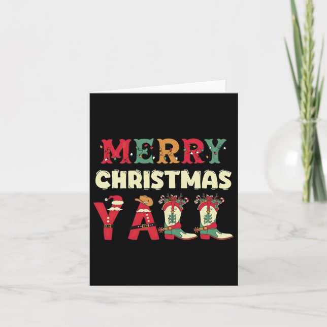 Carte Western Cowboy Howry Joyeux Noël Yall Cowgirl (Devant)