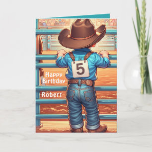 Carte Western Little Cowboy 5e anniversaire Rodéo person