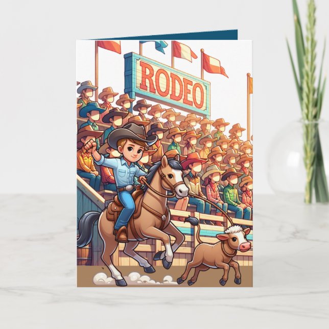 Carte Western Rodeo Cowboy Calf Roping Personnalisé (Devant)
