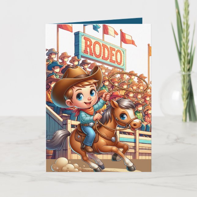 Carte Western Rodeo Cowboy Calf Roping Personnalisé (Devant)