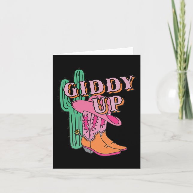 Carte Western Texas Giddy Up Cowboy Boots Cactus (Devant)