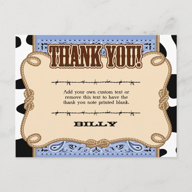 Carte Western Thank You (Devant)