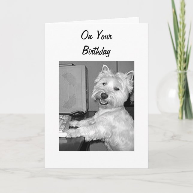 CARTE WESTHIGHLAND TERRIER DIT HIGH TECH ANNIVERSAIRE (Devant)
