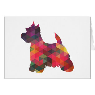 Carte Westie couleur Motif géométrique Silhouette