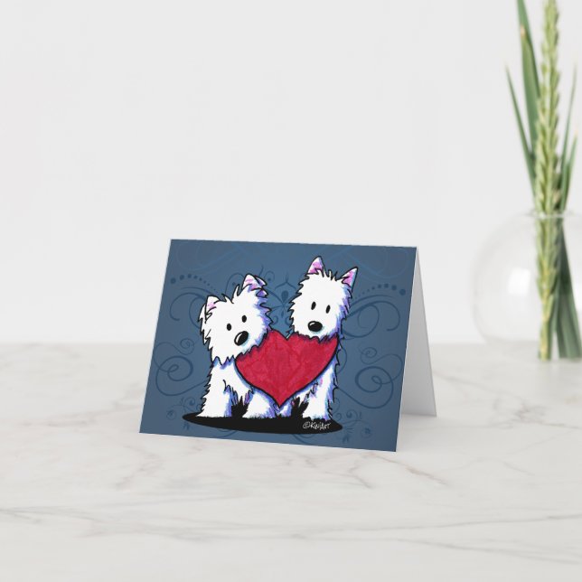 Carte Westie Duo Valentine Heart (Devant)