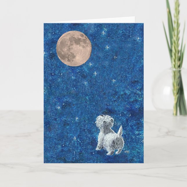 Carte Westie et Pleine lune (Devant)