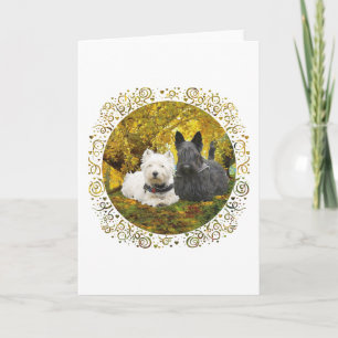 Carte Westie & Scottie en automne