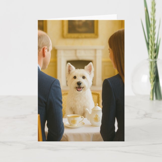 Carte Westie Tea Time avec les Royals (Devant)