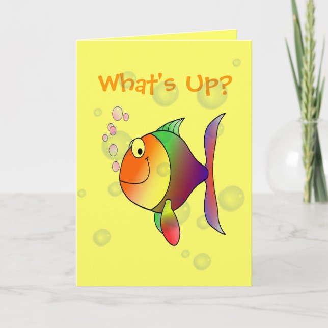 Carte What's Up Thinking of You Funny Fish and Bubbles (Devant)