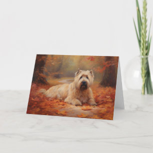 Carte Wheaten Terrier dans les feuilles d'automne automn