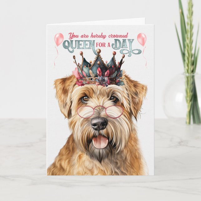 Carte Wheaten Terrier Dog Queen Day Fundy Anniversaire (Devant)