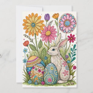 Carte Whimiscal Oeuf de Pâques avec lapin