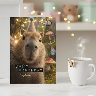 Carte Whimsical and Funny Capybara Birthday Card